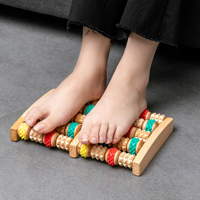 Natural Wooden Foot Massager for Relaxing Acupressure